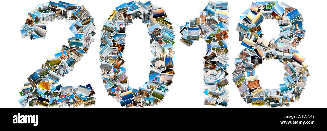 2018 machte der Reise Fotos; Collage von Bildern Stockfoto