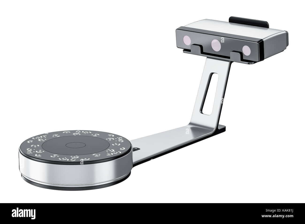 3D-Scanner, 3D-Rendering auf weißem Hintergrund Stockfoto