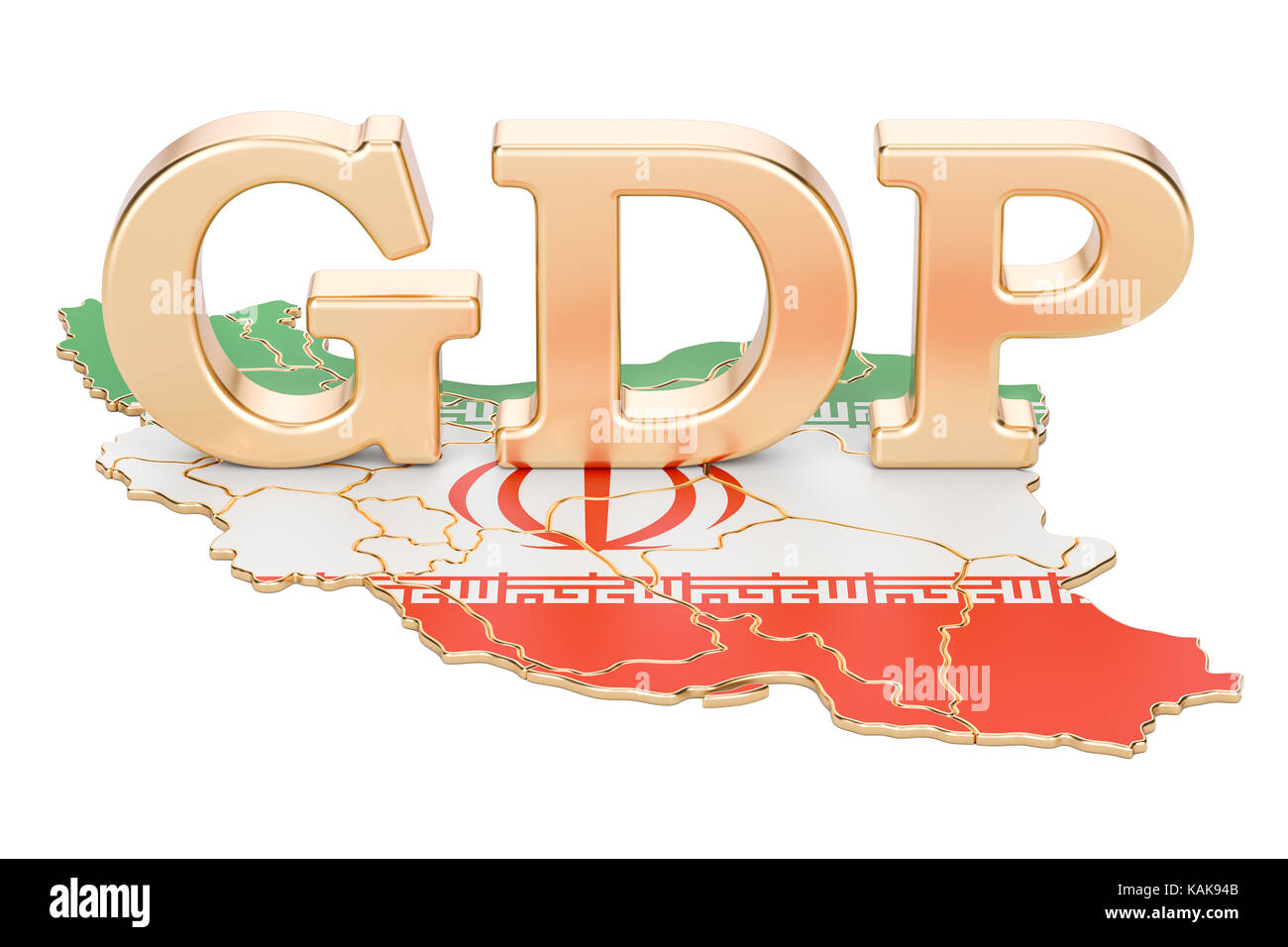 Bruttoinlandsprodukt BIP des Iran Konzept, 3D-Rendering auf weißem Hintergrund Stockfoto