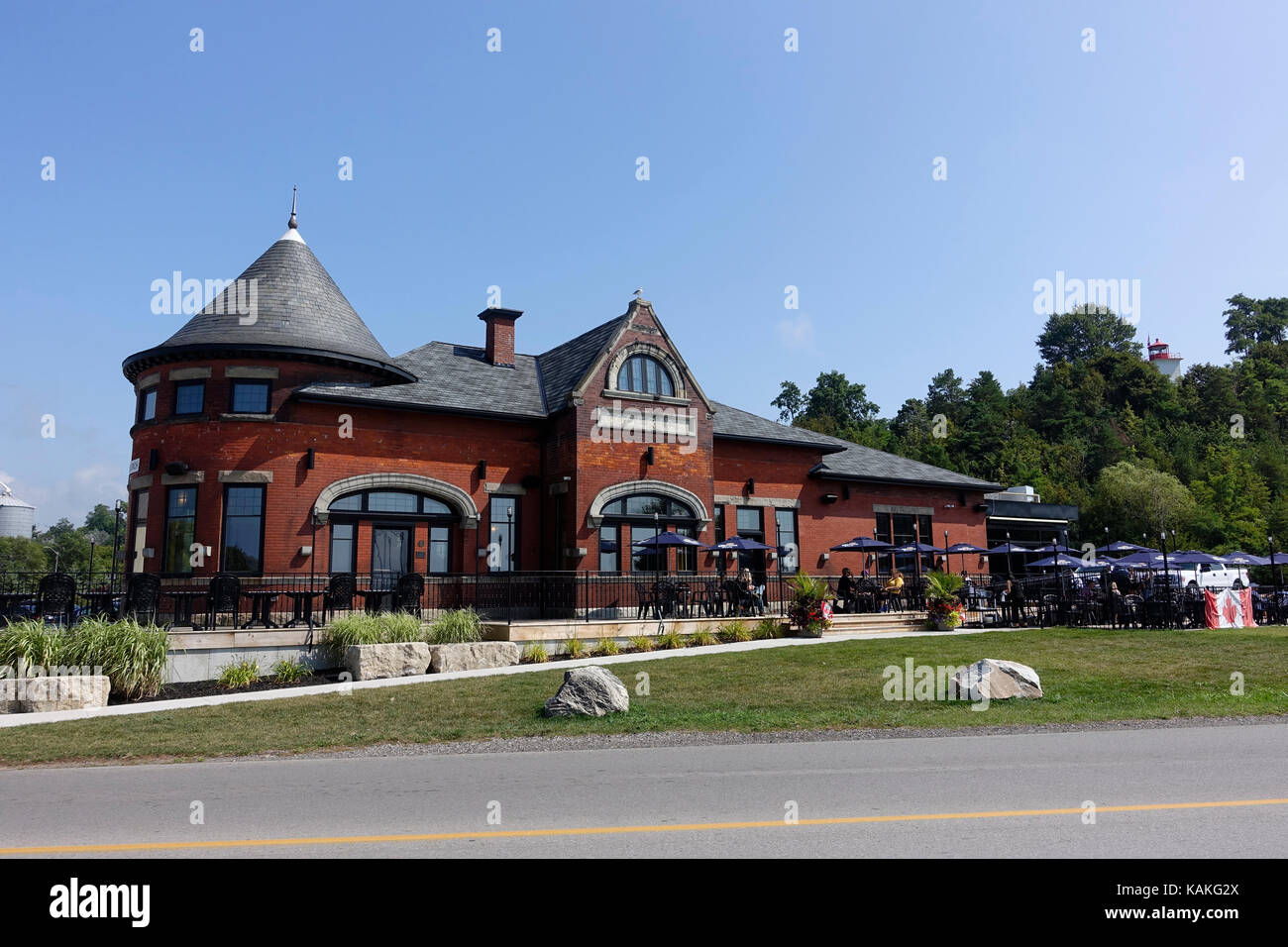 Der Strand Street Station eine alte Canadian Pacific Railway Station Gebäude vor Kurzem verlegt Lake Huron und jetzt ein beliebtes Restaurant näher zu sein Stockfoto