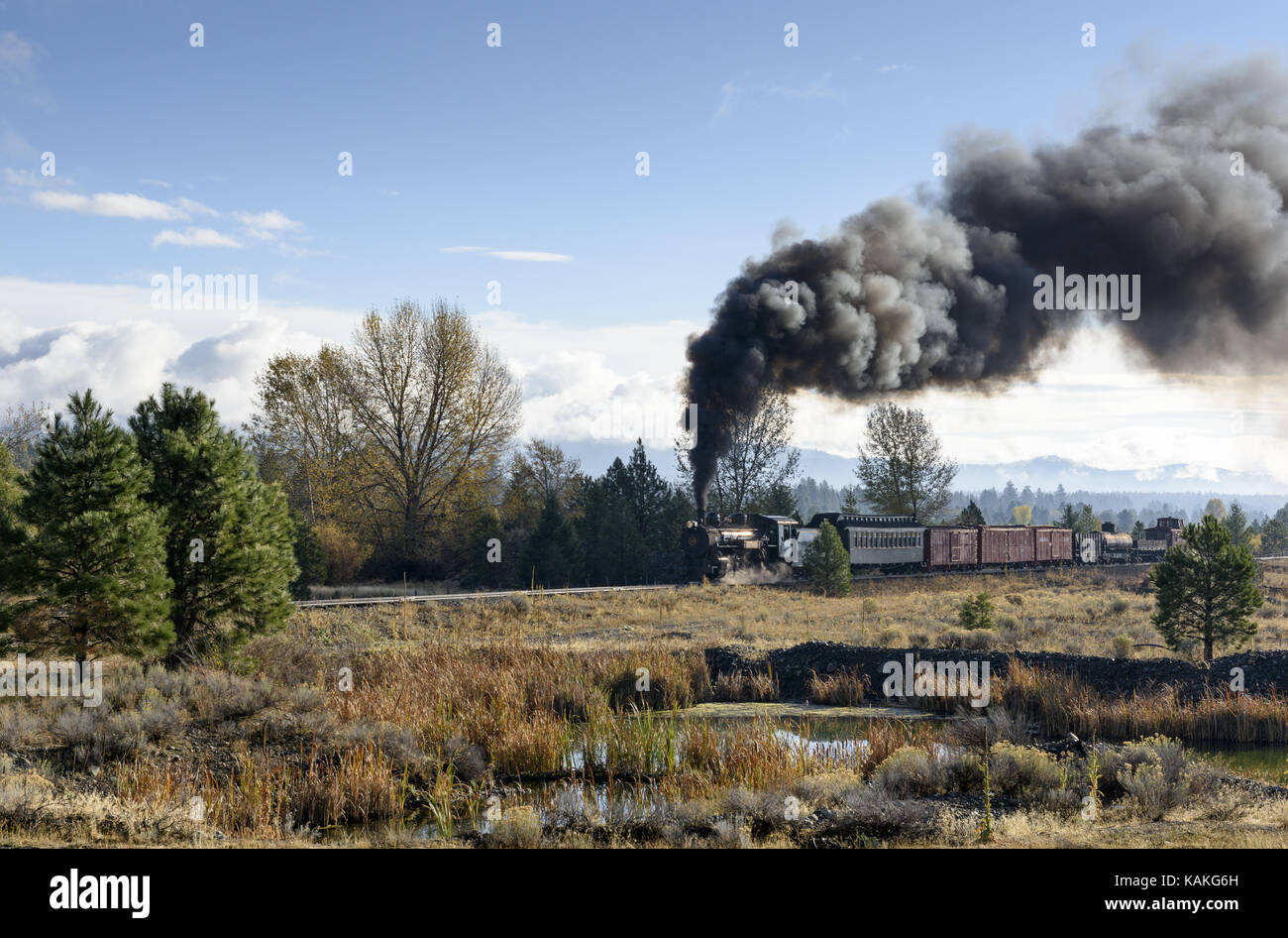 EDITORIAL, 18. Oktober 2015, historische Dampfzüge und Erbe Eisenbahn Der sumpter Valley Railway oder Eisenbahn, Sumpter Oregon Stockfoto