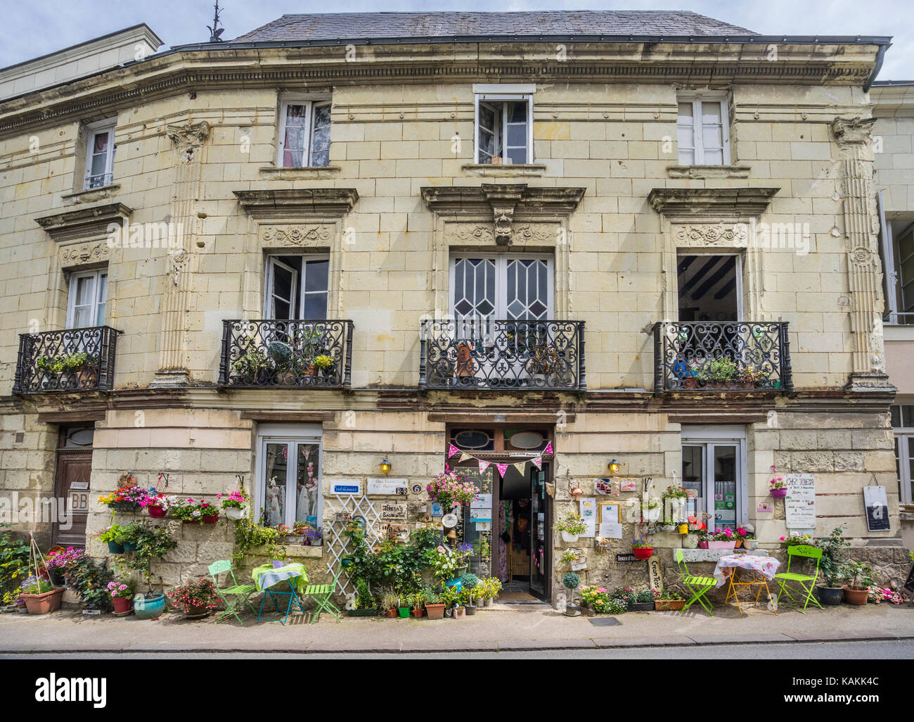 Frankreich, Maine-et-Loire, Pays de la Loire, Fontevrault, Chez Teresa idyllische Restaurant Stockfoto