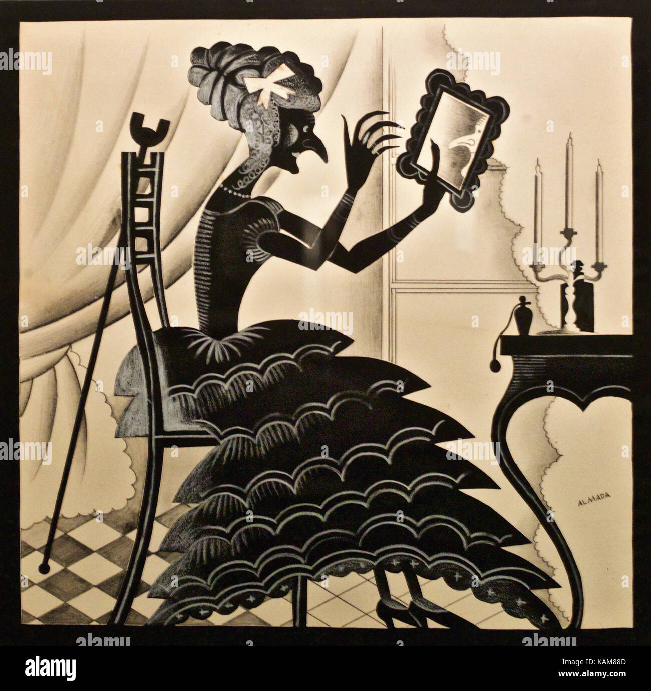 José de Almada Negreiros - Die Tragödie von Dona Ajada - ICH - die Kopfbedeckung (1929) Stockfoto
