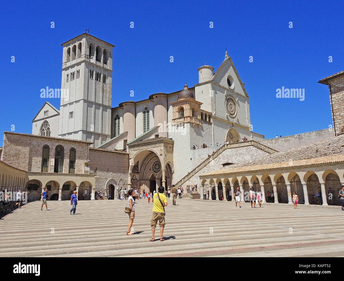 Assisi, Italien, einer der schönsten kleinen Stadt in Italien. Die Basilika und das Heilige Kloster des Heiligen Franziskus Stockfoto