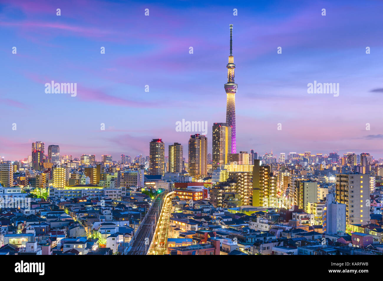 Tokio, Japan Stadtbild über Sumida Ward. Stockfoto