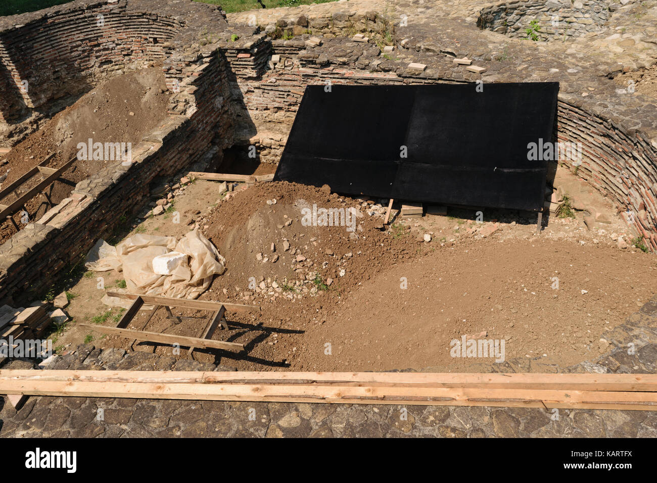 Archäologische Grabungen Website - Ausgrabung von alten Ruinen Stockfoto