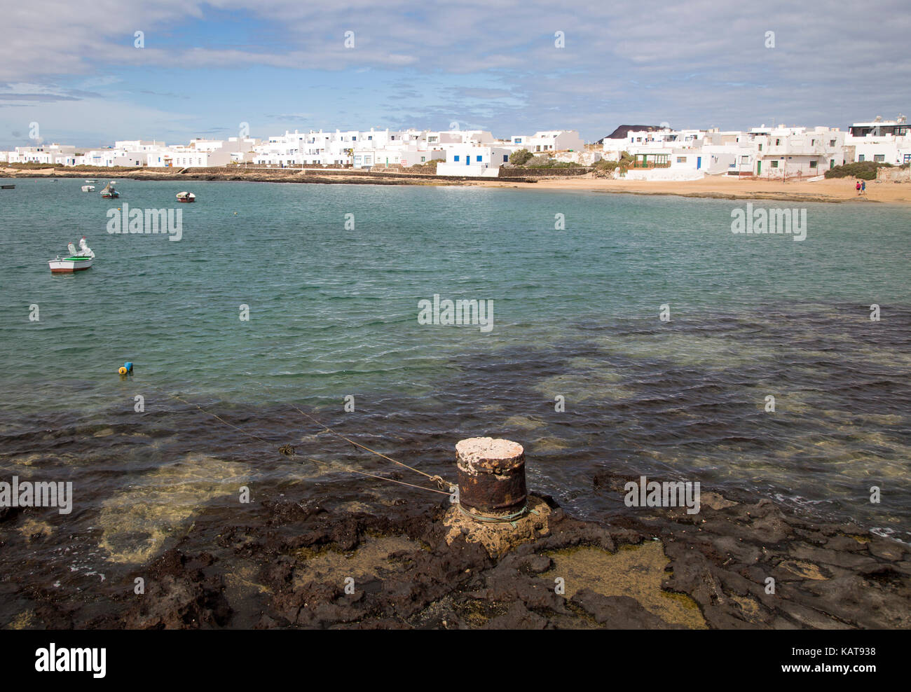 Caleta de Sebo hafen und Dorf, La Isla Graciosa, Lanzarote, Kanarische Inseln, Spanien Stockfoto