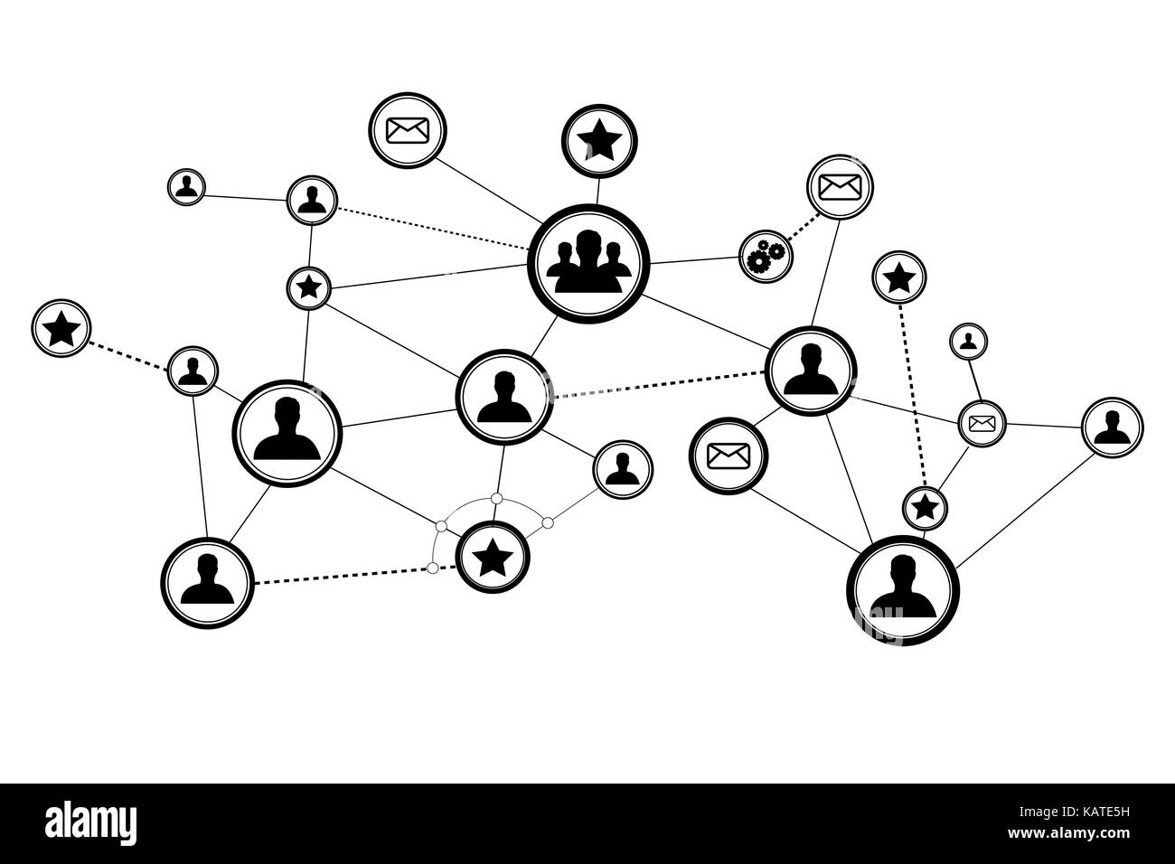 Blick auf ein Business Netzwerk isoliert auf einem Hintergrund - Internet Konzept Stockfoto