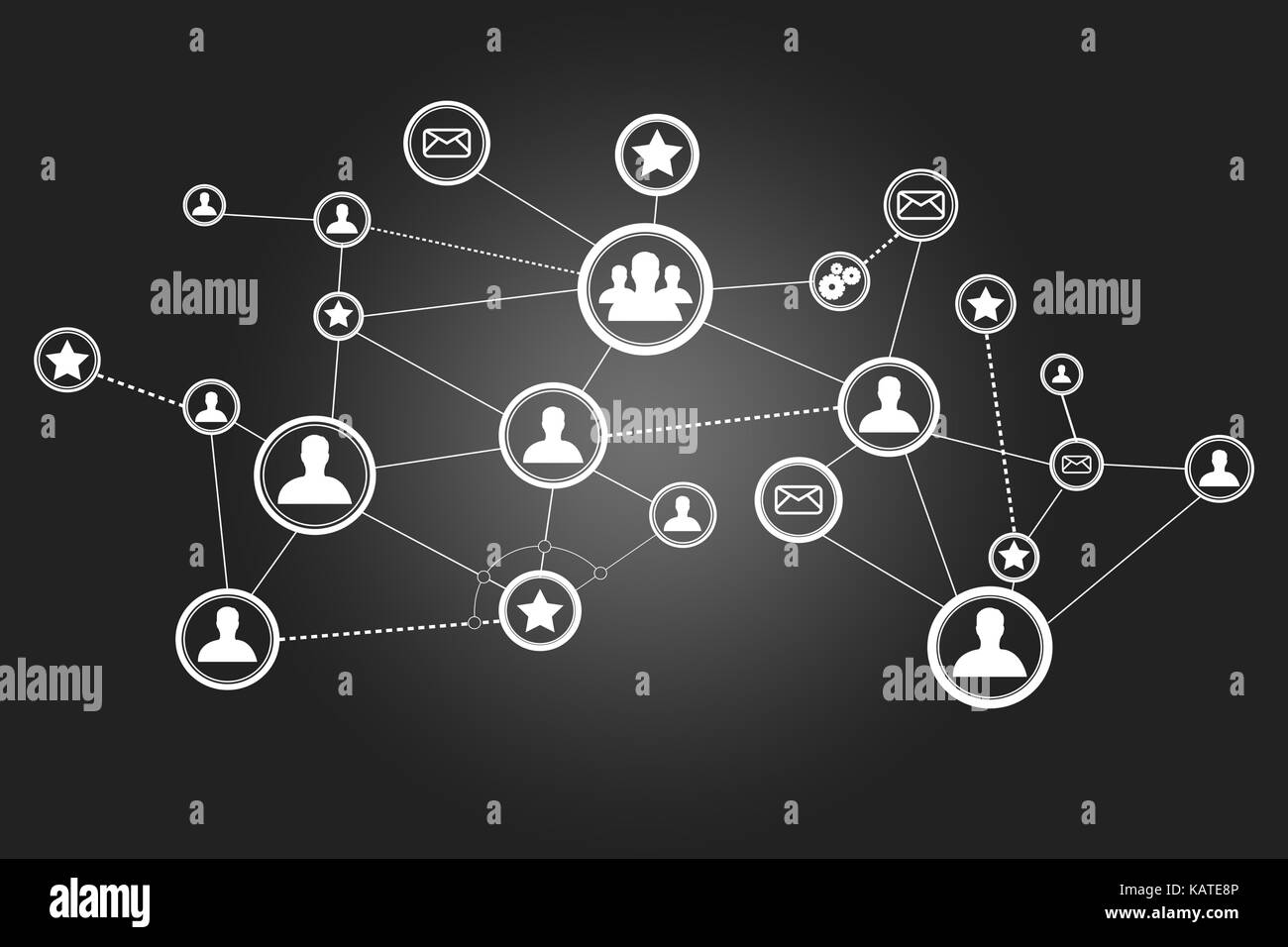 Blick auf ein Business Netzwerk isoliert auf einem Hintergrund - Internet Konzept Stockfoto