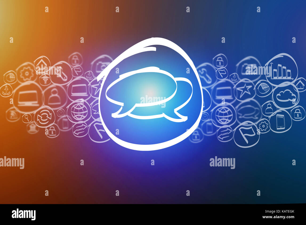 Anzeigen einer Nachricht auf das Symbol in eine Wolke von Symbol auf einem Hintergrund isoliert Stockfoto