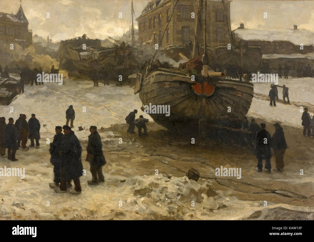 Willem Bastiaan Tholen, Fischerboote am Strand von Scheveningen. Stockfoto