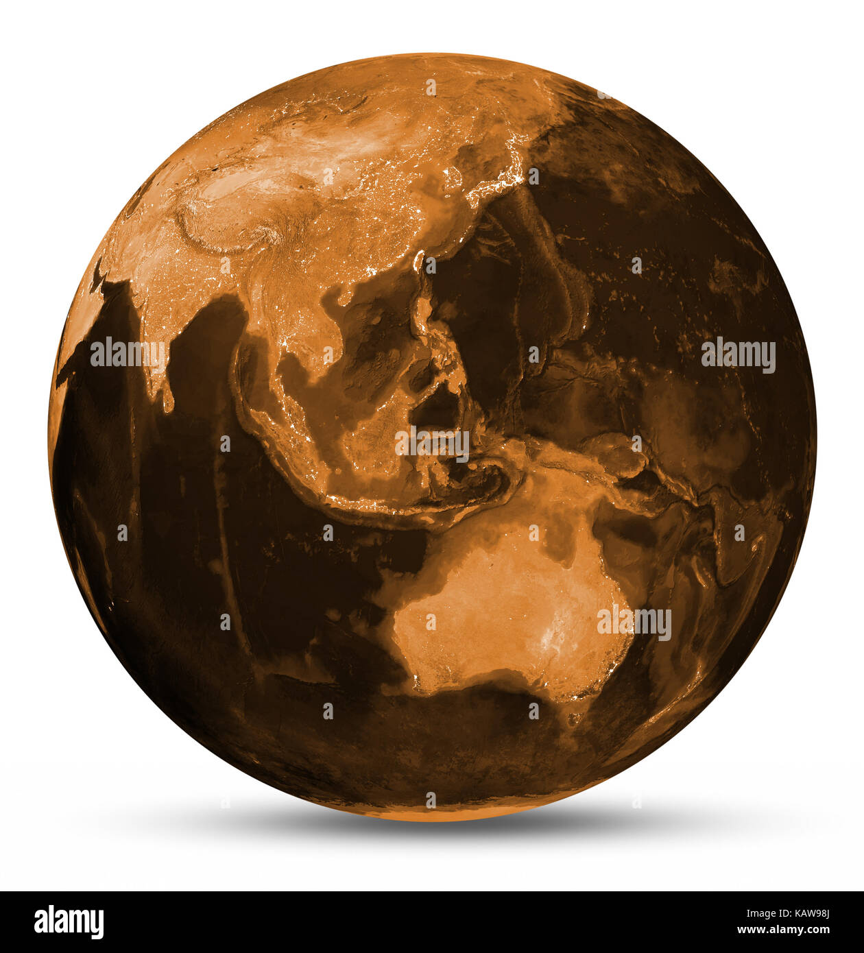 Erde orange Karte. Elemente dieses Bild von der NASA 3 möblierte d-Rendering Stockfoto