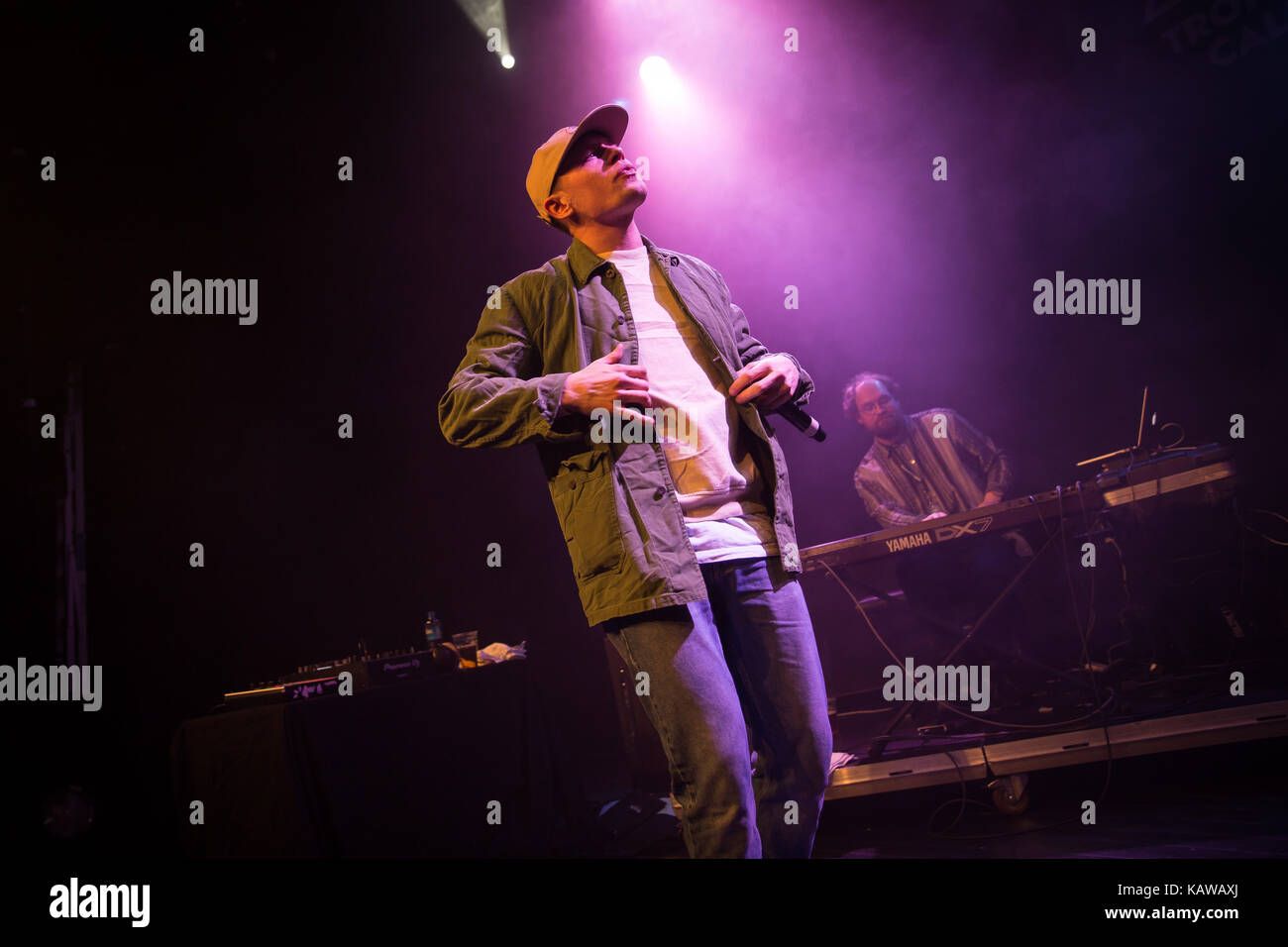 Die norwegische Texter und Rapper Ivan Ave führt einen jazzigen hip hop Konzert in der norwegischen Musik Festival Trondheim Aufruf 2017. Norwegen, 03.02.2017. Stockfoto