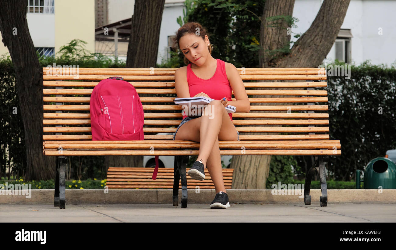 Schönen weiblichen Kursteilnehmer studieren Stockfoto