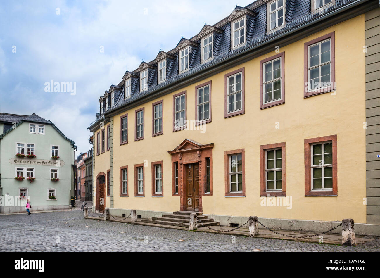 Deutschland, Thüringen, Weimar, Frauenplan, Goethe - Nationalmuseum, ein Klassisches Weimar Gebäude, in dem der deutsche Autor Johann Wolfgang von Goethe einmal Stockfoto