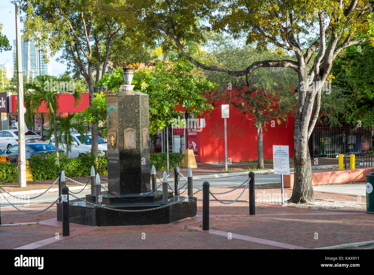 Miami, Florida. Gedenkstätte für die Märtyrer der Schweinebucht-invasion, Little Havana. Stockfoto