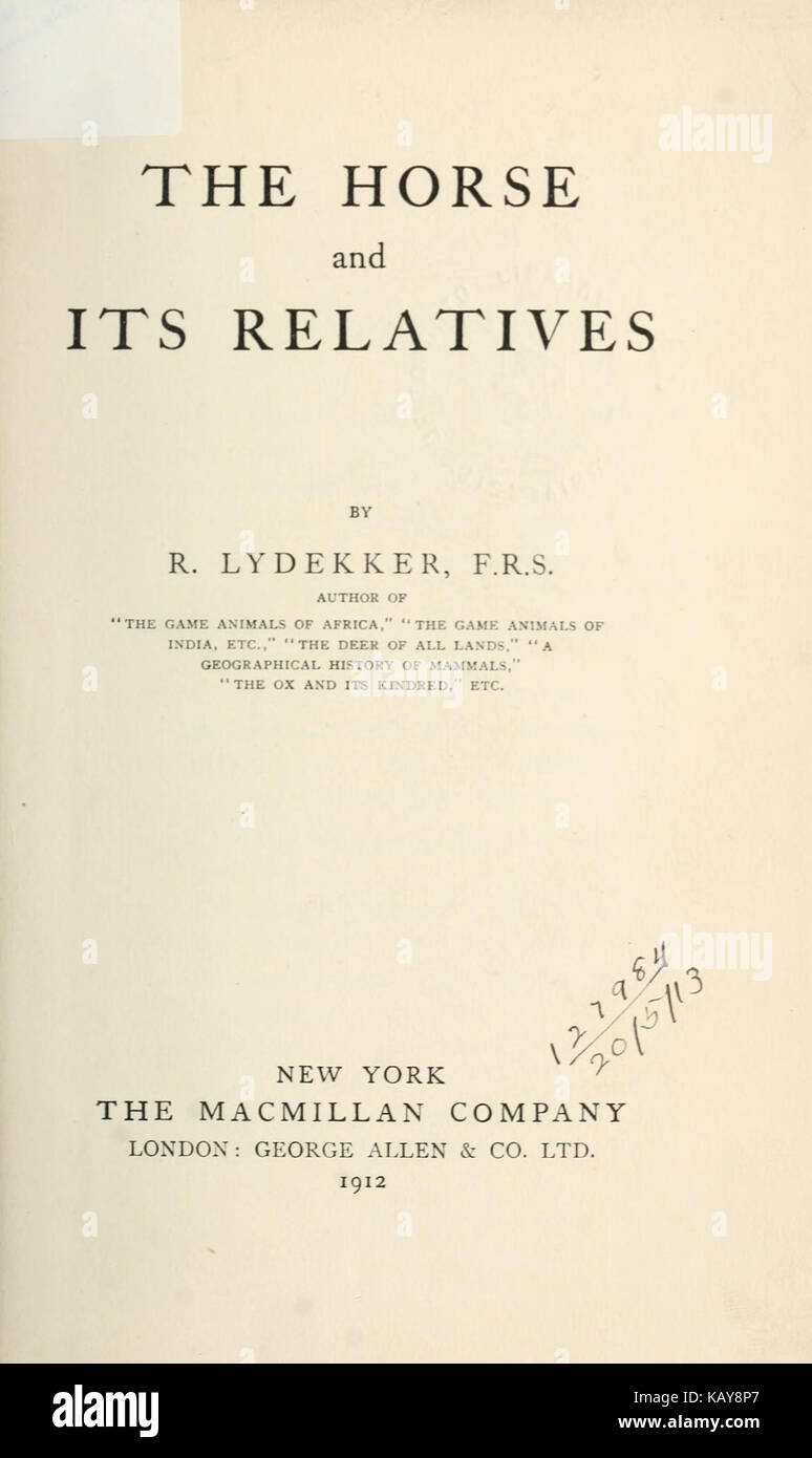 Das Pferd und seine Verwandten BHL 18232548 Stockfoto