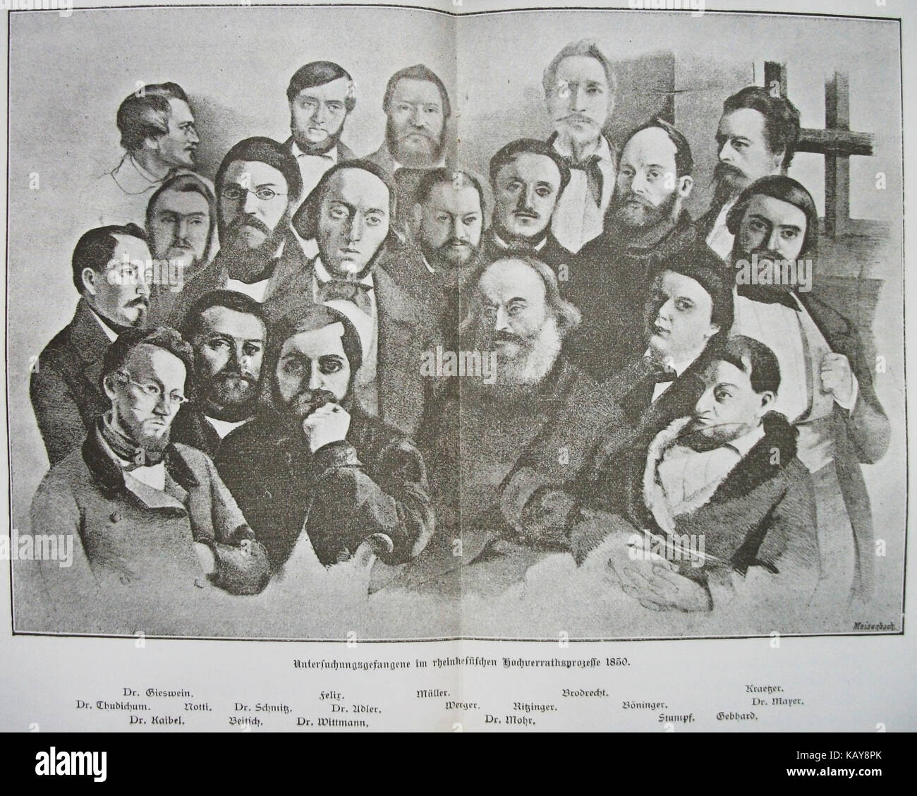 Untersuchungsgefangene im rheinhessischen Hochverratsprozesse 1850 Stockfoto