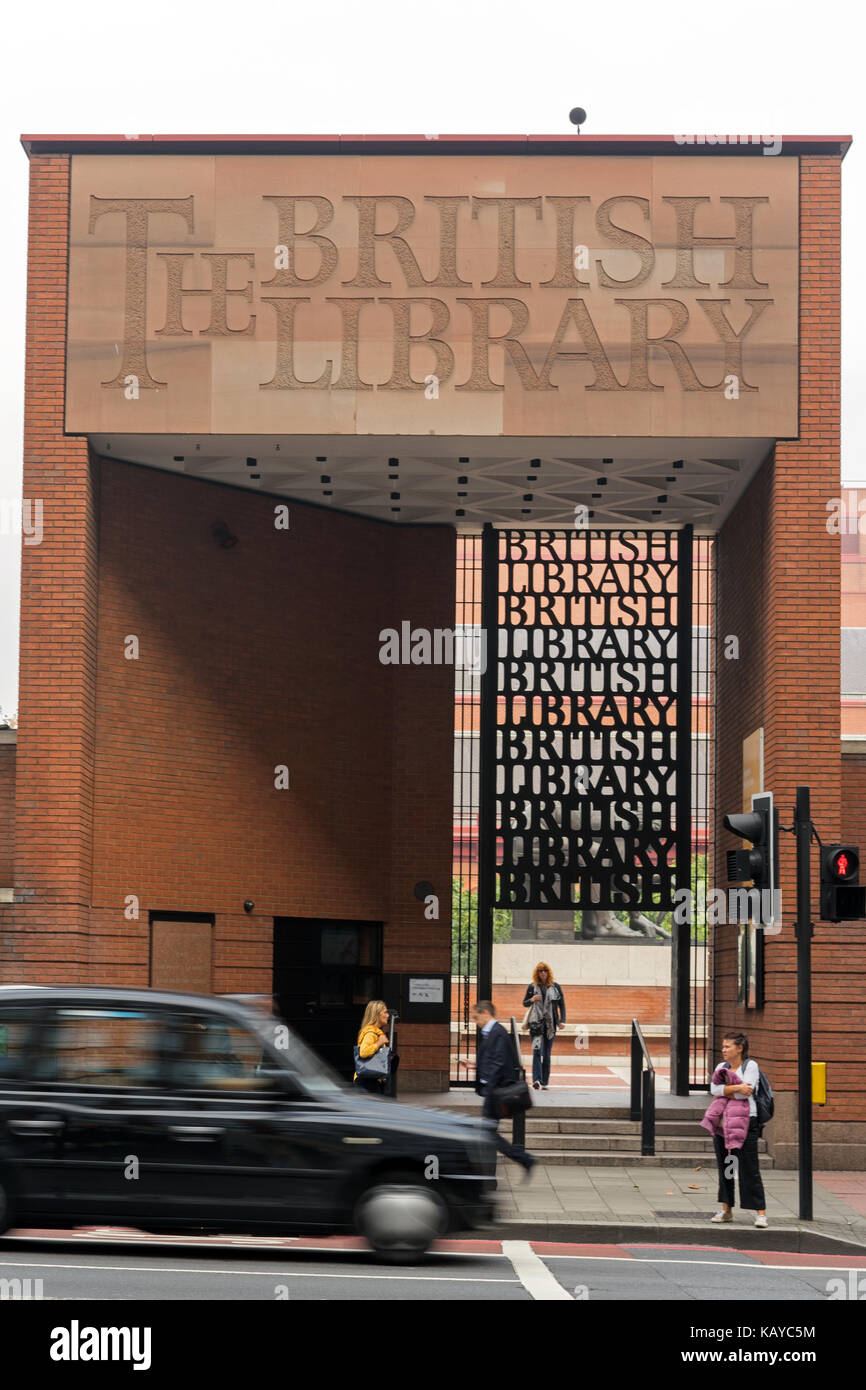 Das Eingangstor der British Library Stockfoto
