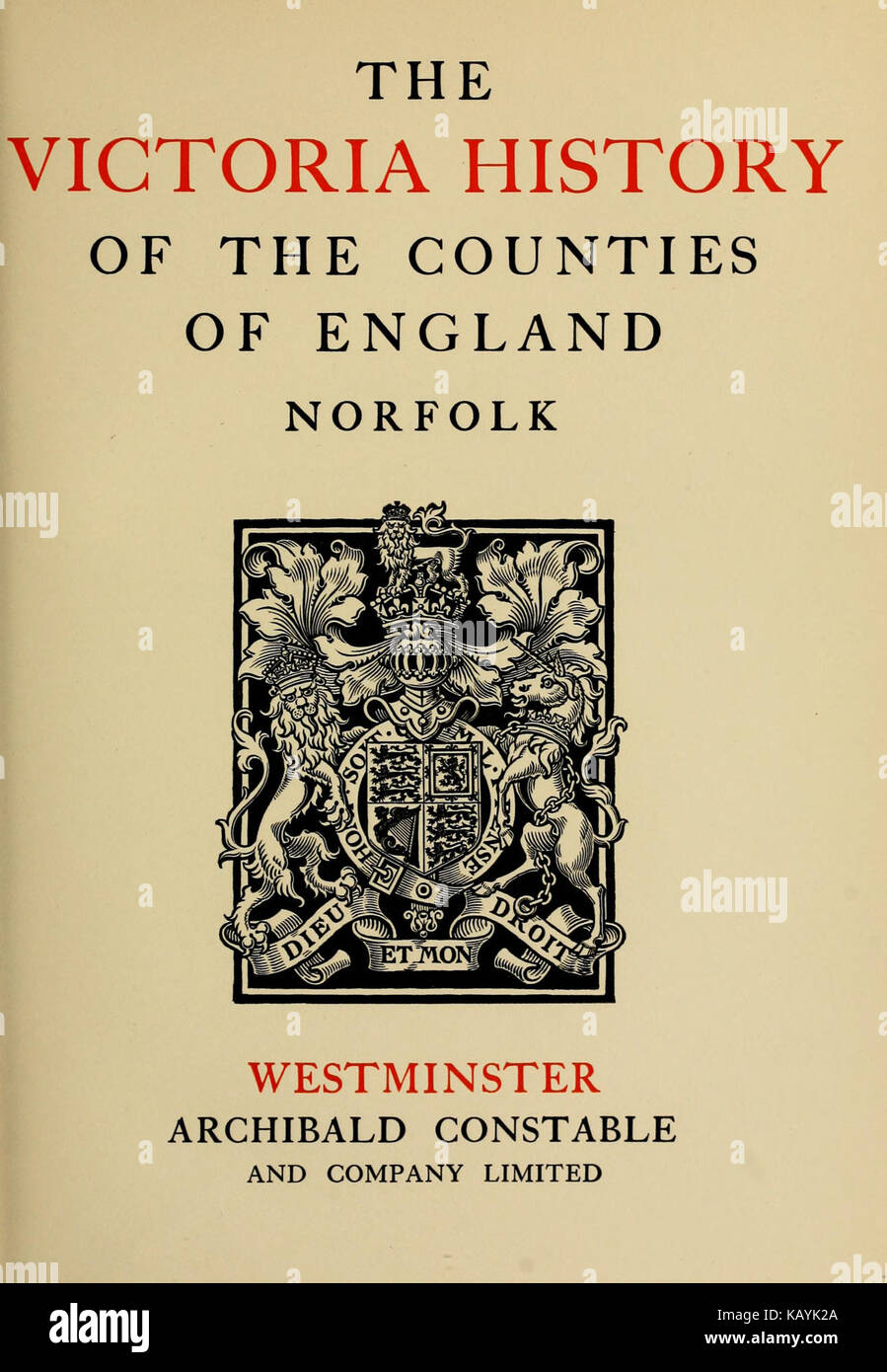 Die Victoria die Geschichte der Grafschaft Norfolk BHL 18635063 Stockfoto