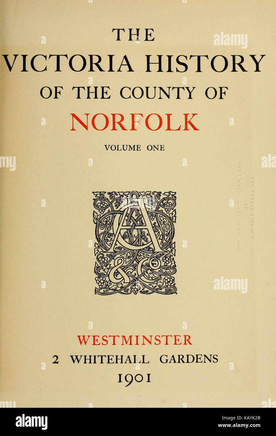 Die Victoria die Geschichte der Grafschaft Norfolk BHL 18635053 Stockfoto