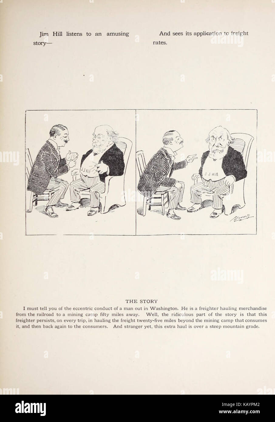 Dieser Beitrag enthält Cartoons, die in The Spokesman Review von W.C. Morris veröffentlicht wurden. Die Karikaturen spiegeln den sozio-politischen Kommentar und künstlerischen Stil dieser Zeit wider. Stockfoto