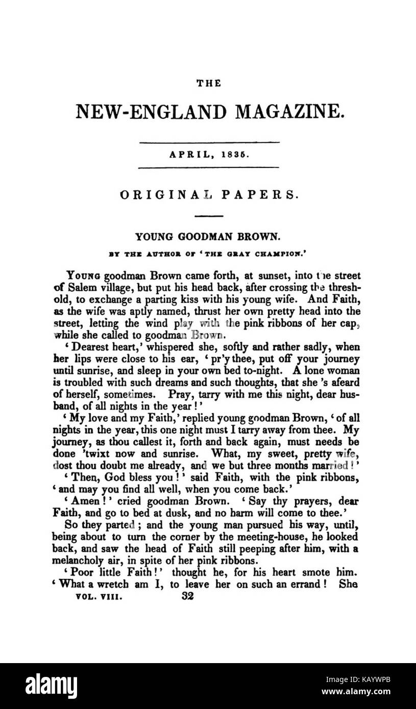 Young Goodman Brown Die Neu-england-Magazin April 1835 Stockfoto