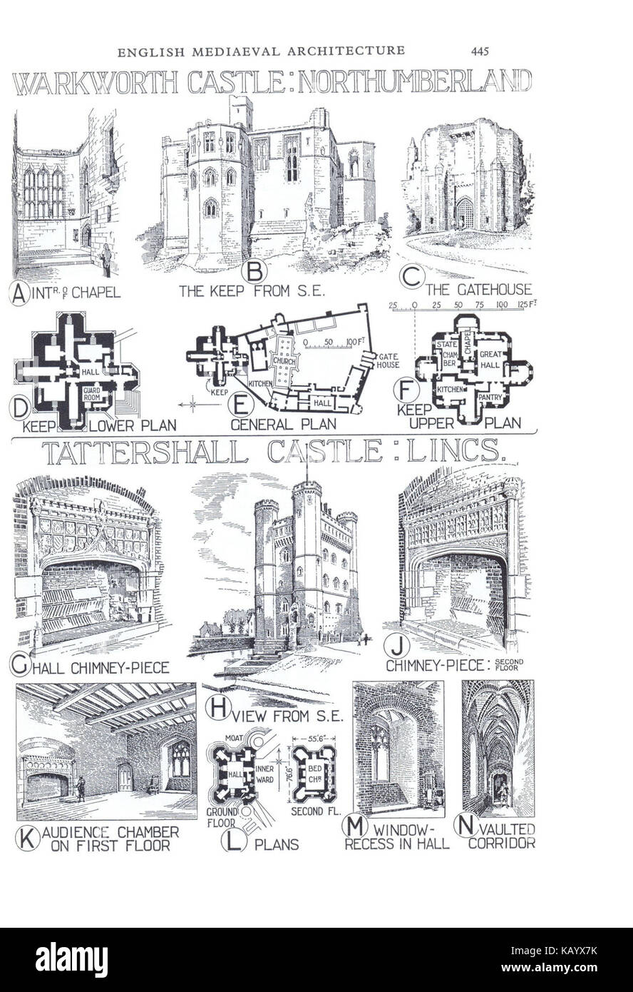 Warkworth Castle, Northumberland Tattershall Schloss 445 Stockfoto
