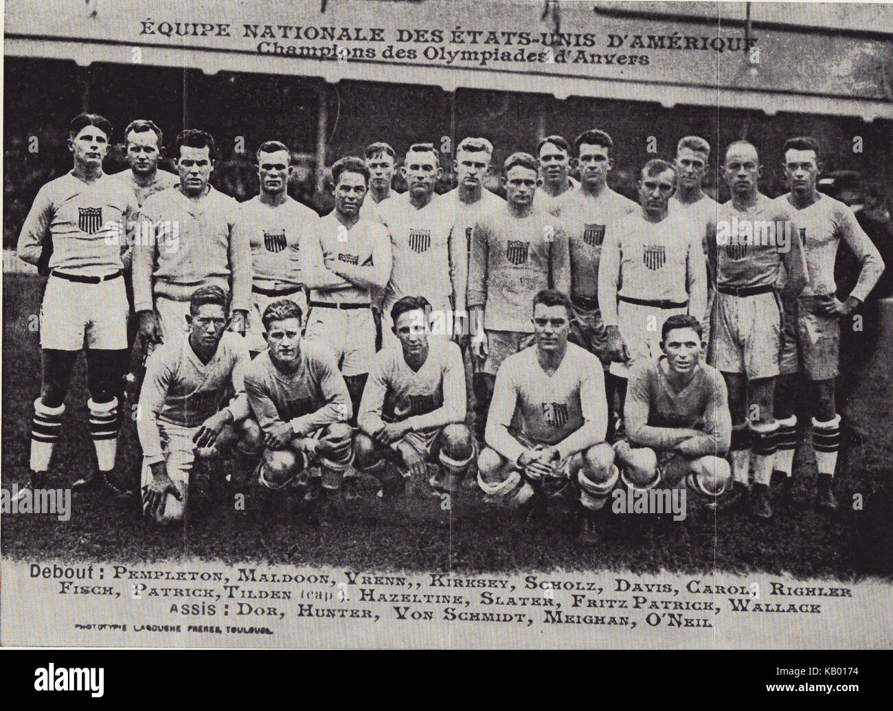 USA Rugby Team für den Oktober 1920 Test Match vs Frankreich Stockfoto