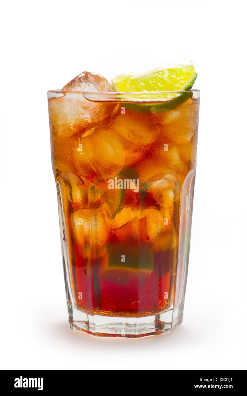 Cocktail, Cuba Libre (weißer Rum, Cola, Kalk), Stockfoto