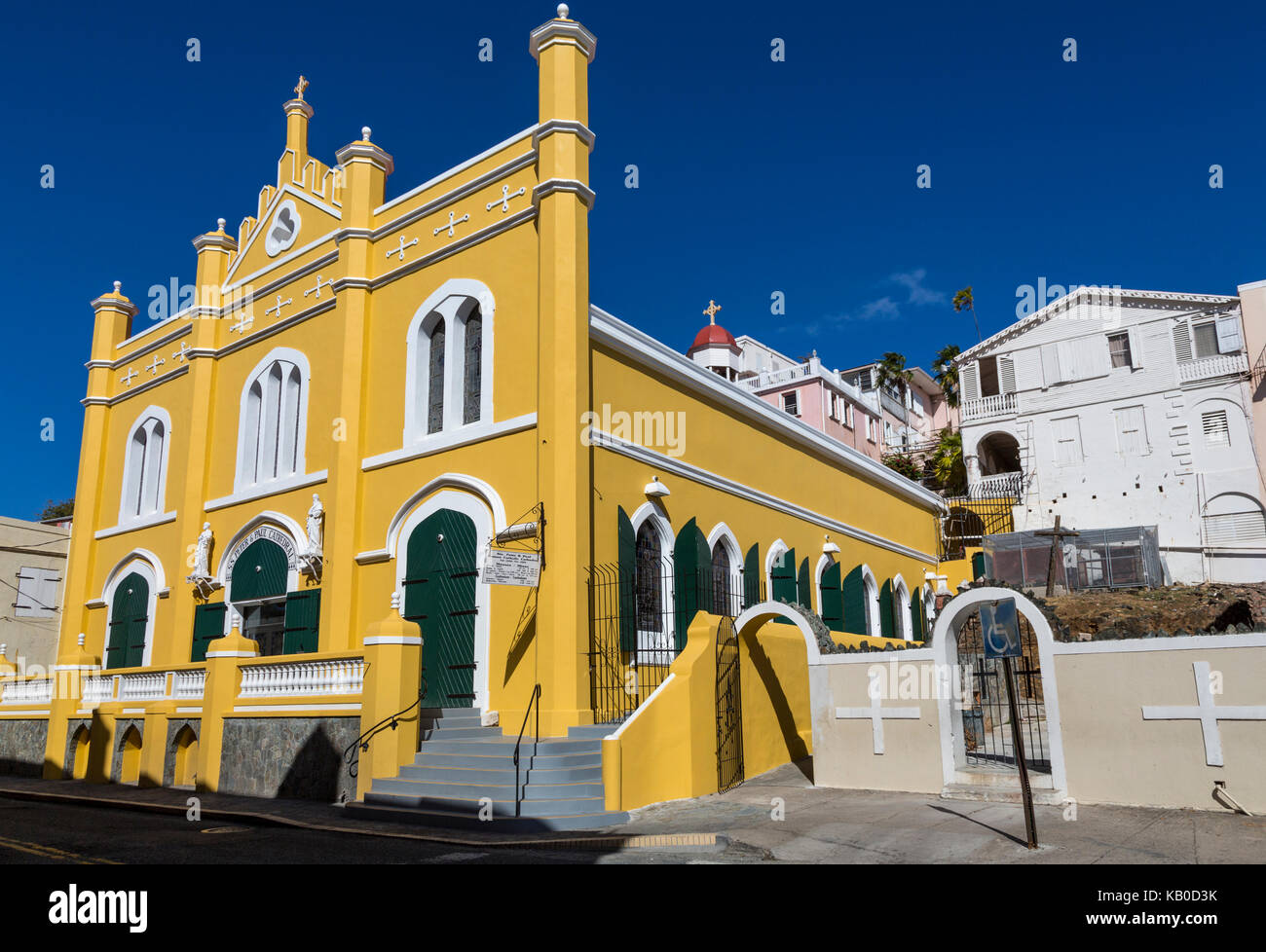 Charlotte Amalie, St. Thomas, U.S. Virgin Islands. Die Heiligen Petrus und Paulus katholische Kathedrale. Stockfoto