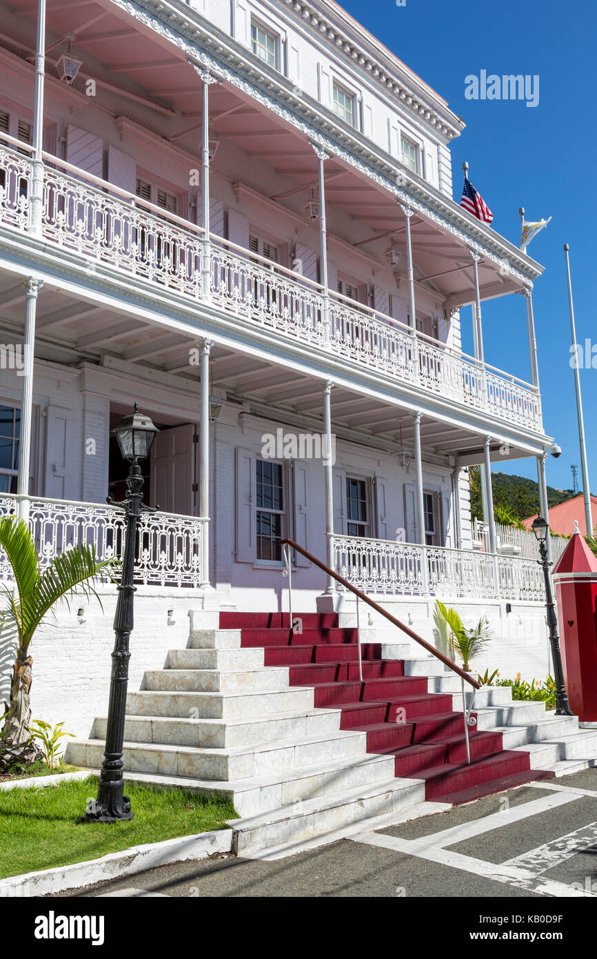 Charlotte Amalie, St. Thomas, U.S. Virgin Islands. Das Government House, Governor's Büros, neoklassischen Baustil. Für die redaktionelle Verwendung. Stockfoto