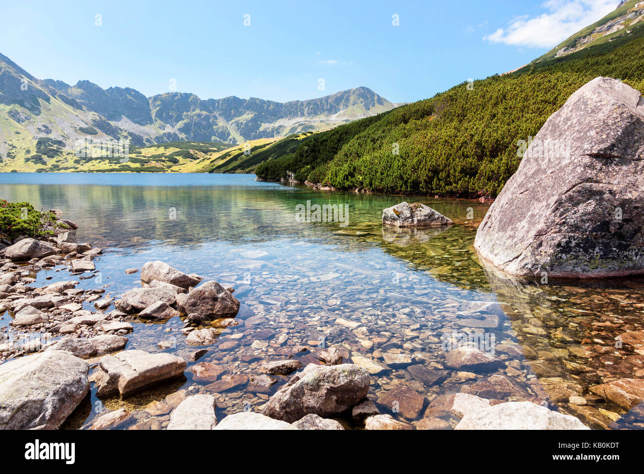 Hoher Berg in Polen. Nationalpark - Tatra. Ökologische Reserve. Bergsee. Stockfoto