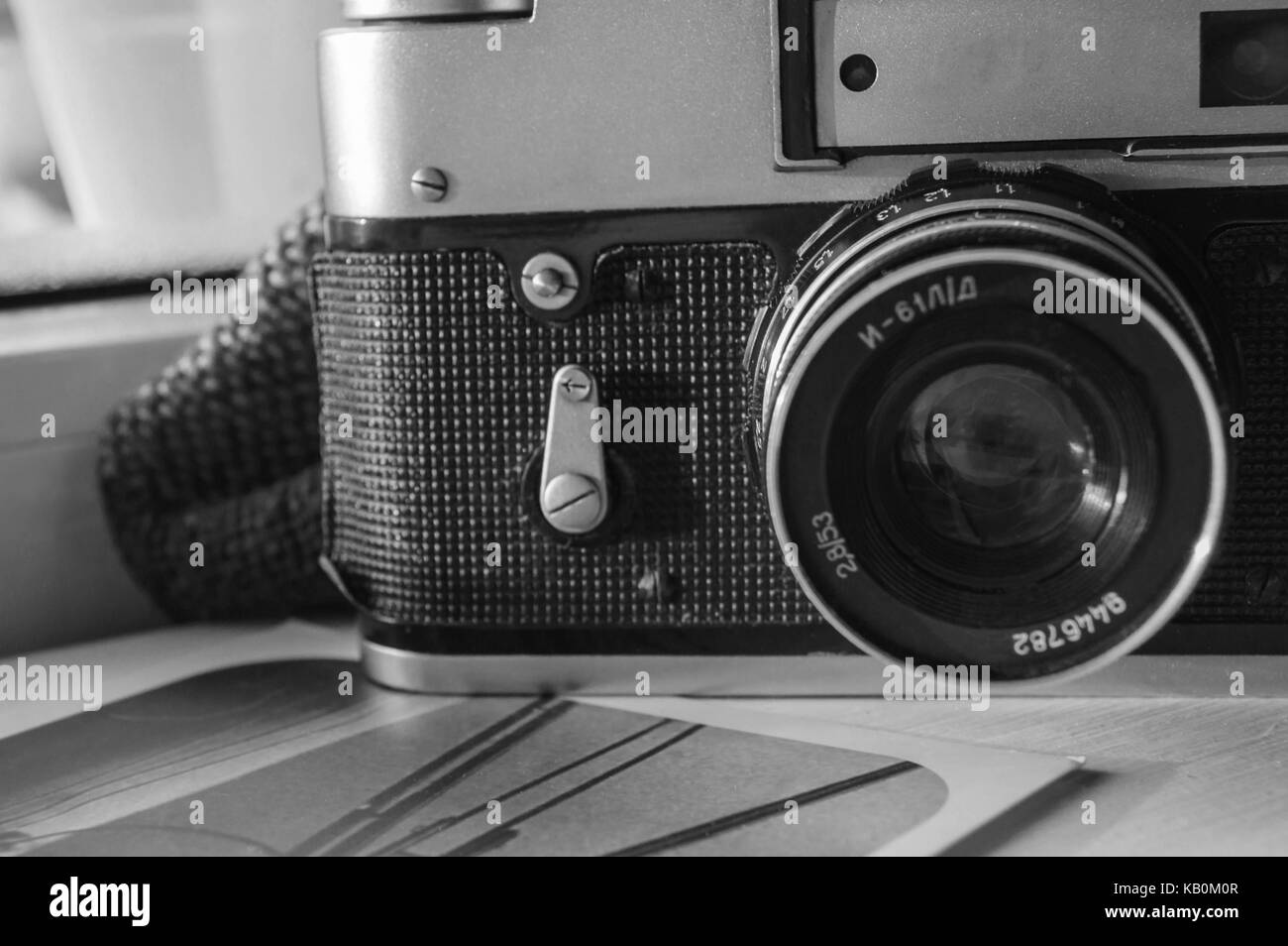 Alte Kamera und Foto Stockfoto