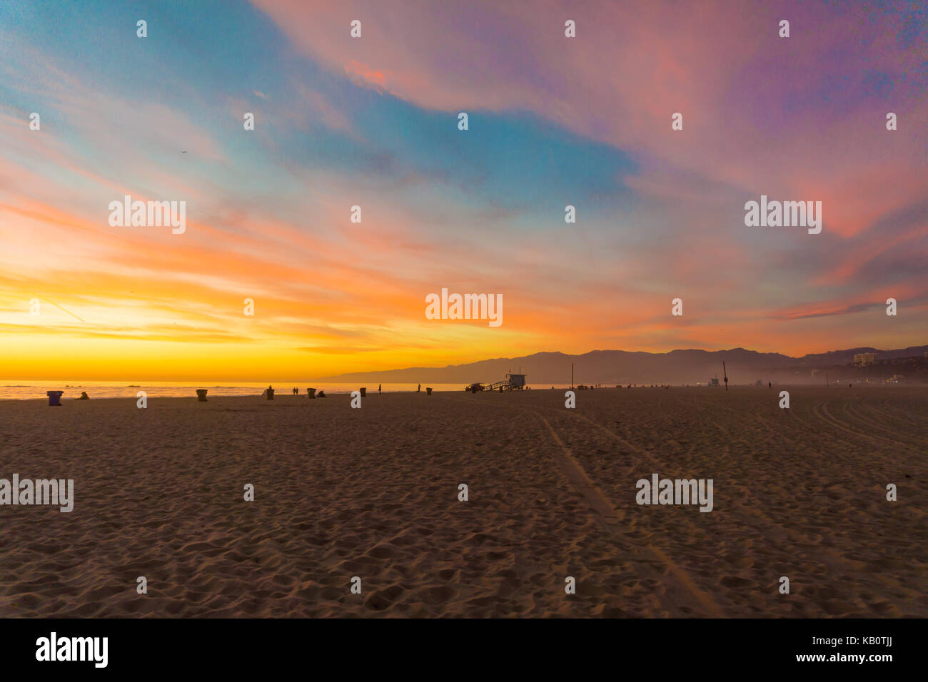 Sonnenuntergang am Venice Beach, Kalifornien Stockfoto
