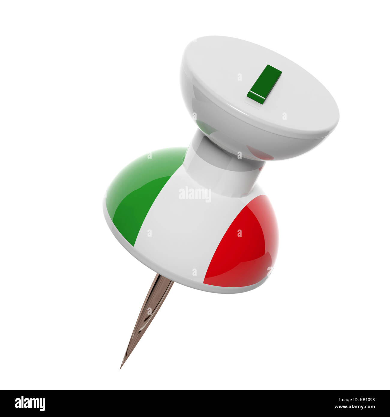 3D-Umschalter mit Flagge Italien isoliert auf weißem Stockfoto