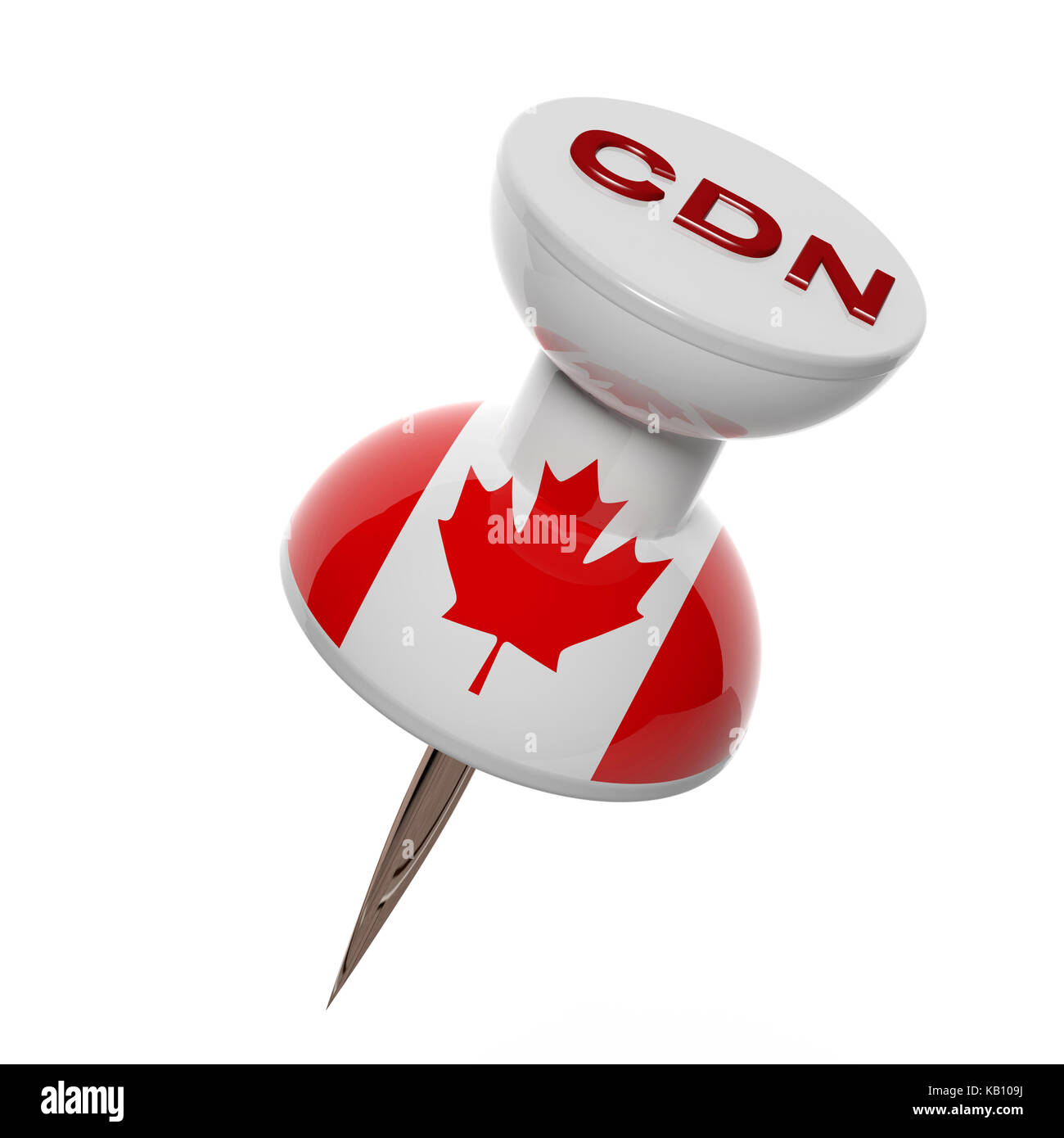 3D-Umschalter mit Flagge von Kanada isoliert auf weißem Stockfoto