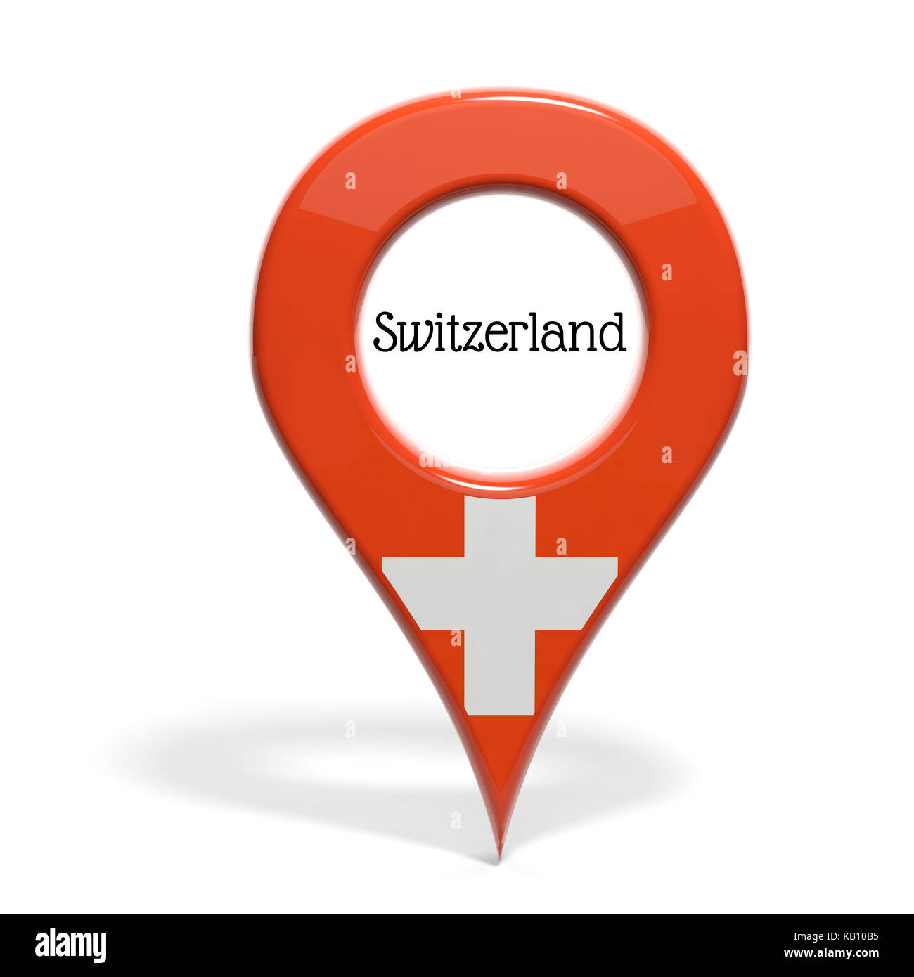 3D mit Flagge der Schweiz isoliert auf weißem Stockfoto