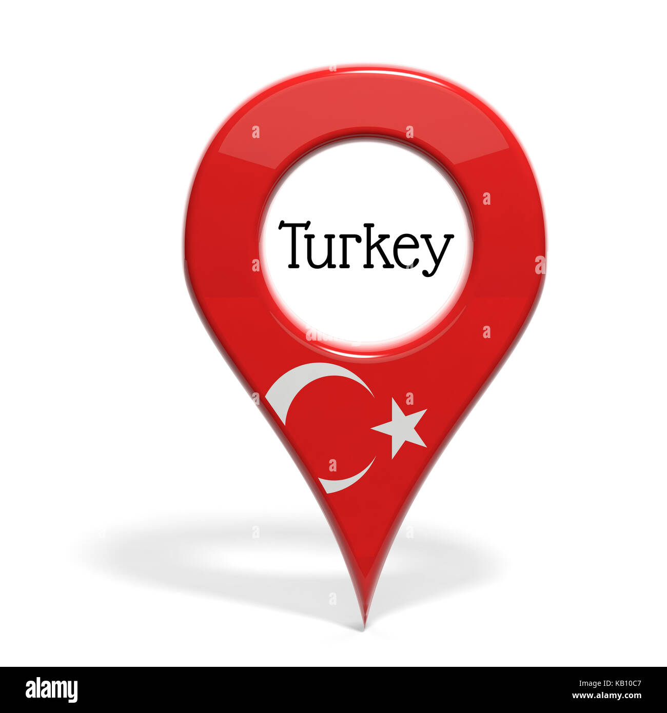 3D mit Flagge der Türkei isoliert auf weißem Stockfoto