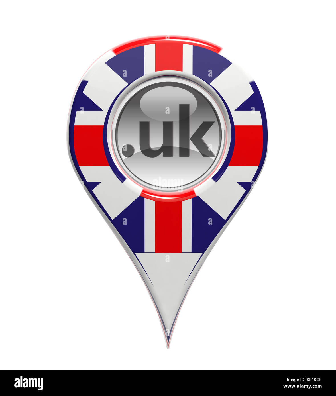 3D-Pin domain Marker mit UNO-Flagge Königreichen isoliert Stockfoto