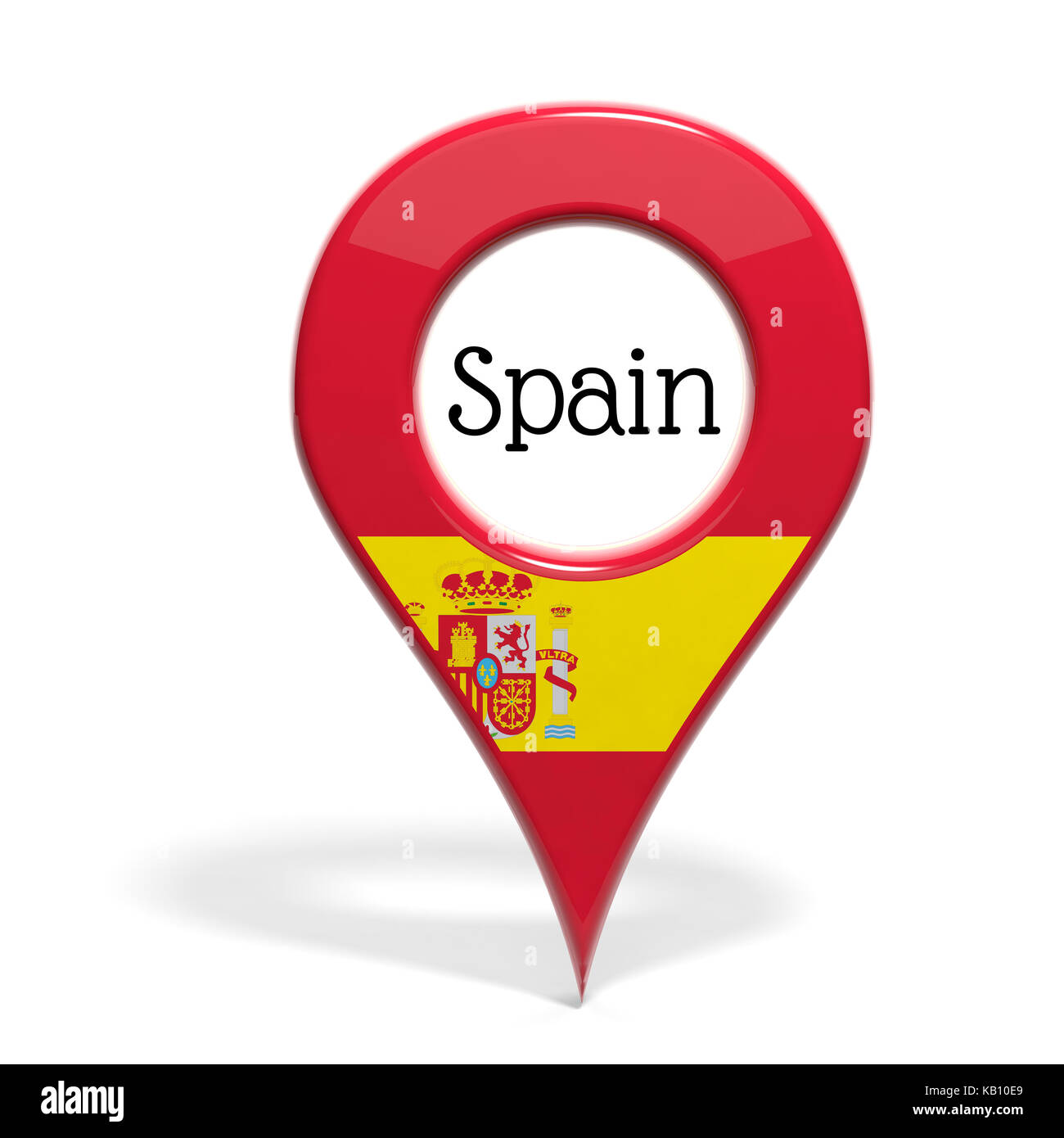 3D mit Flagge Spaniens isoliert auf weißem Stockfoto