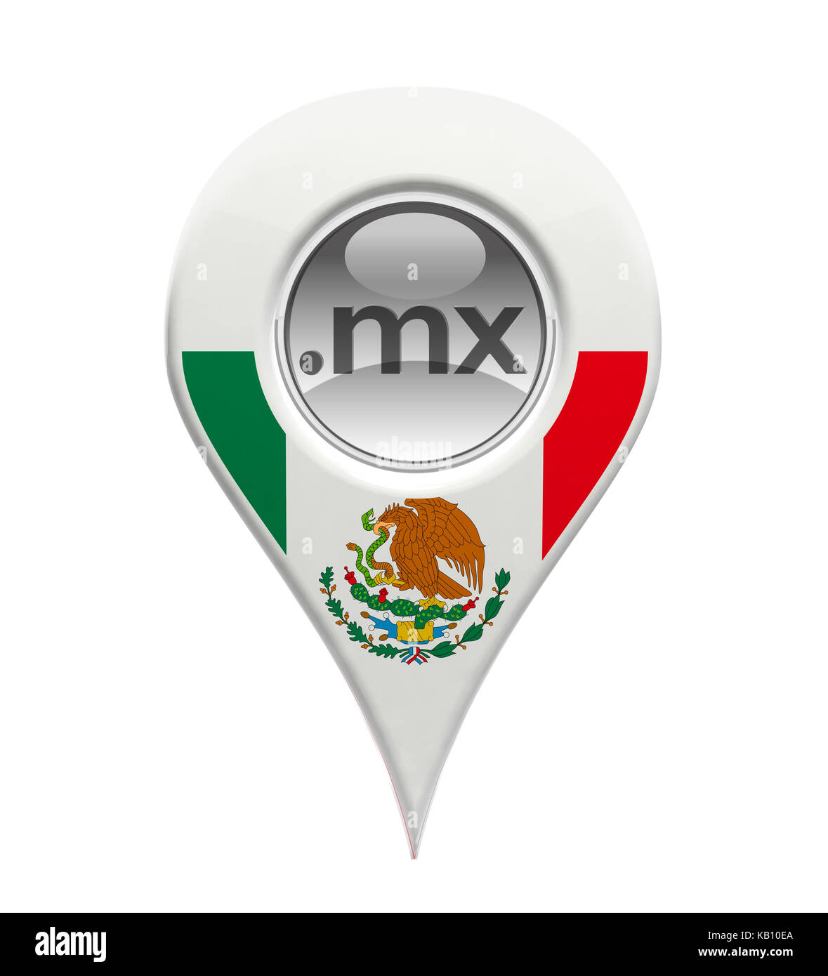 3D-Pin domain Marker mit Mexikanischen Flagge isoliert Stockfoto