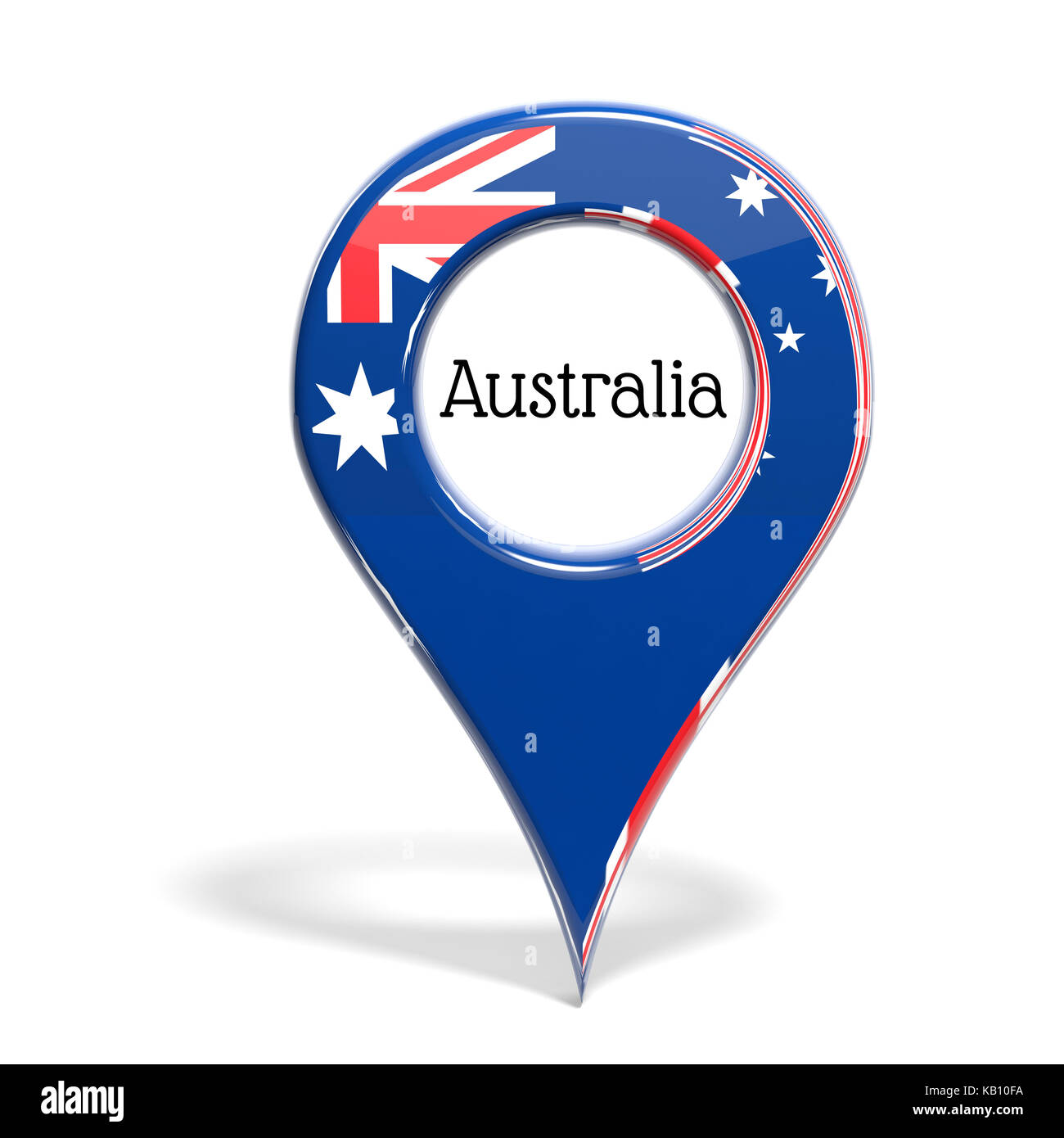 3D mit Flagge Australien isoliert auf weißem Stockfoto