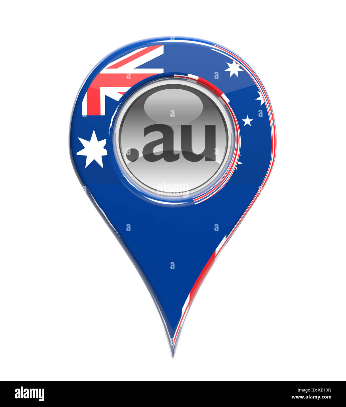 3D-Pin domain Marker mit der australischen Flagge isoliert Stockfoto