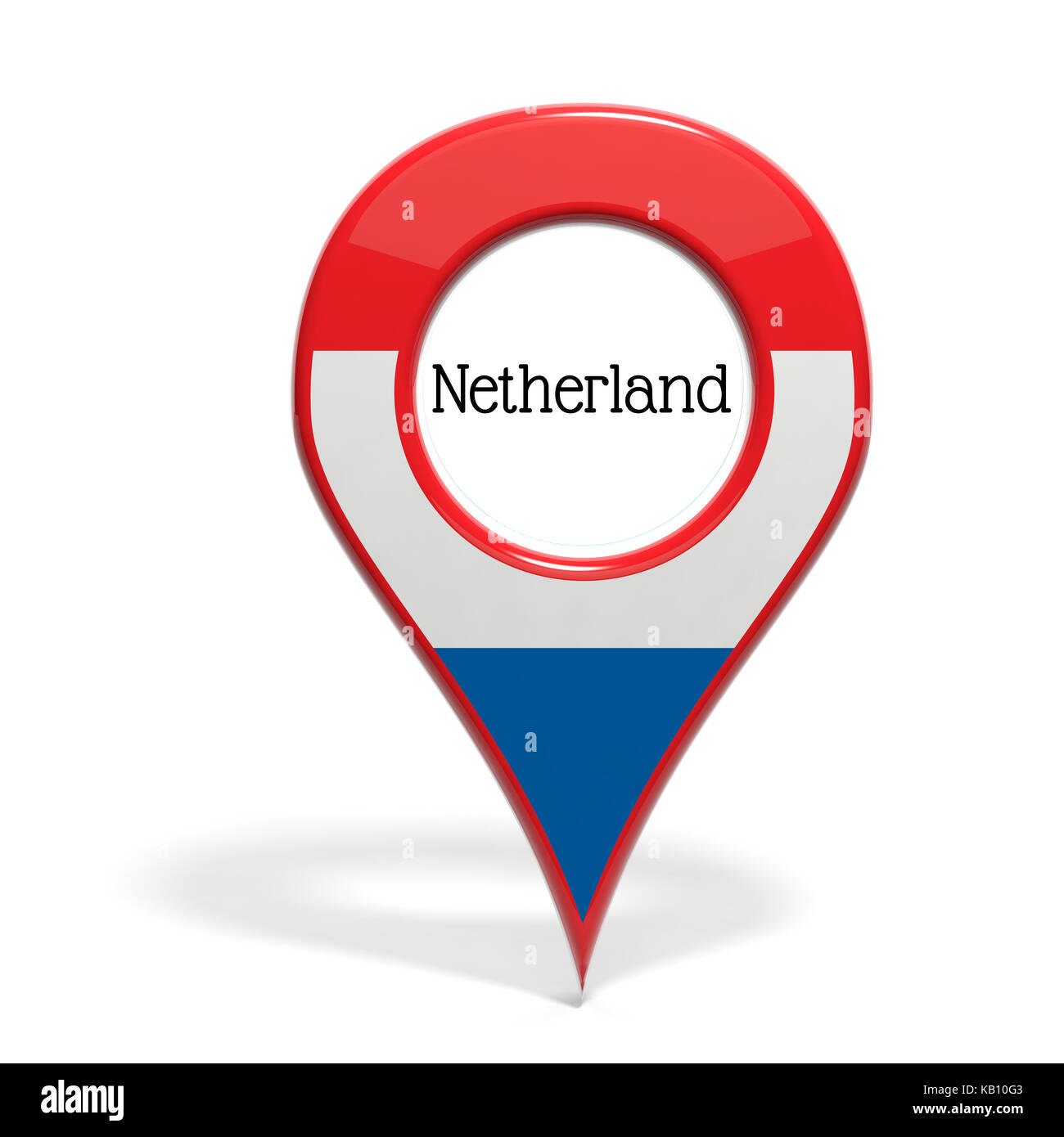 3D mit Flagge Niederlande isoliert auf weißem Stockfoto