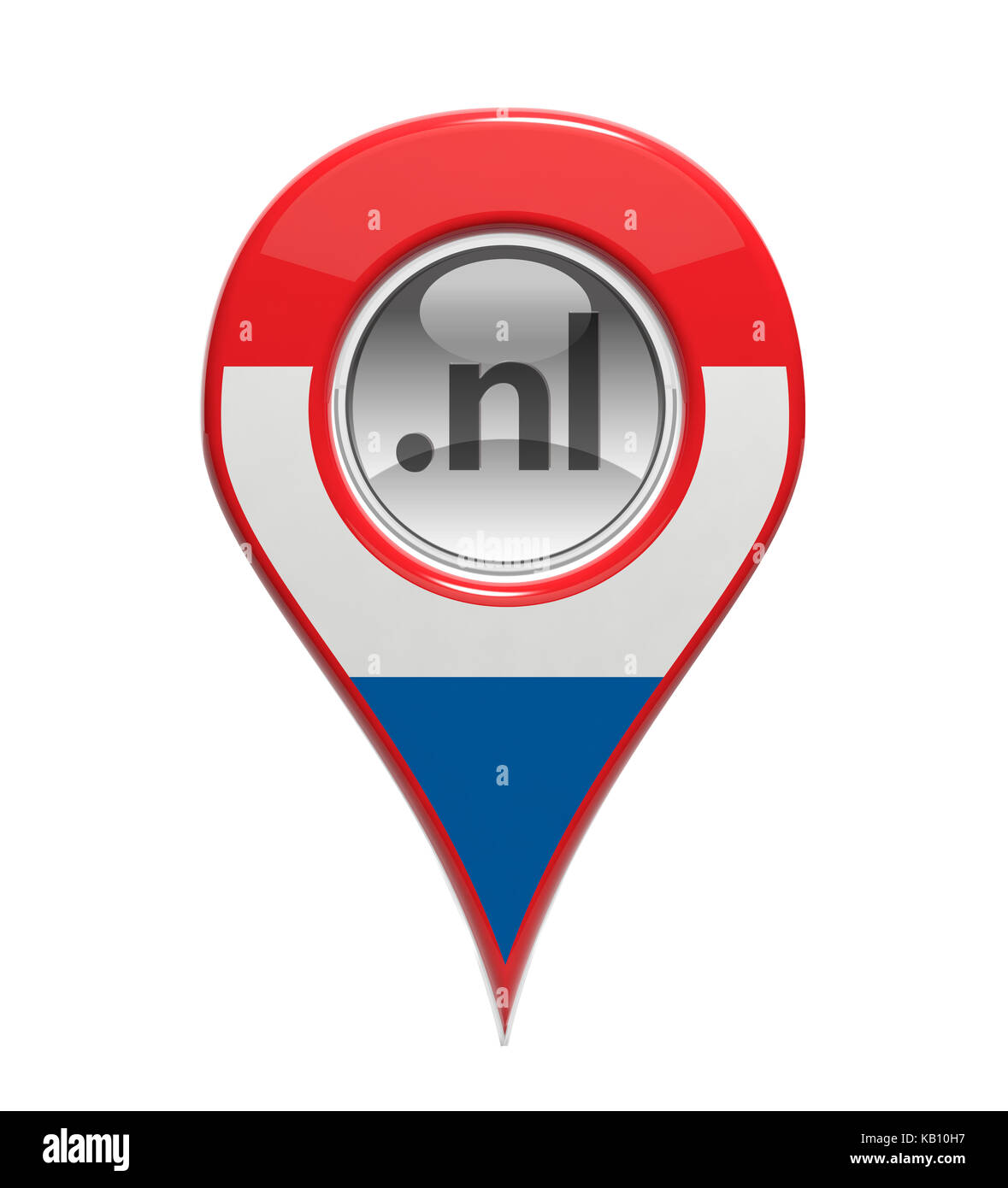 3D-Pin domain Marker mit der niederländischen Flagge isoliert Stockfoto