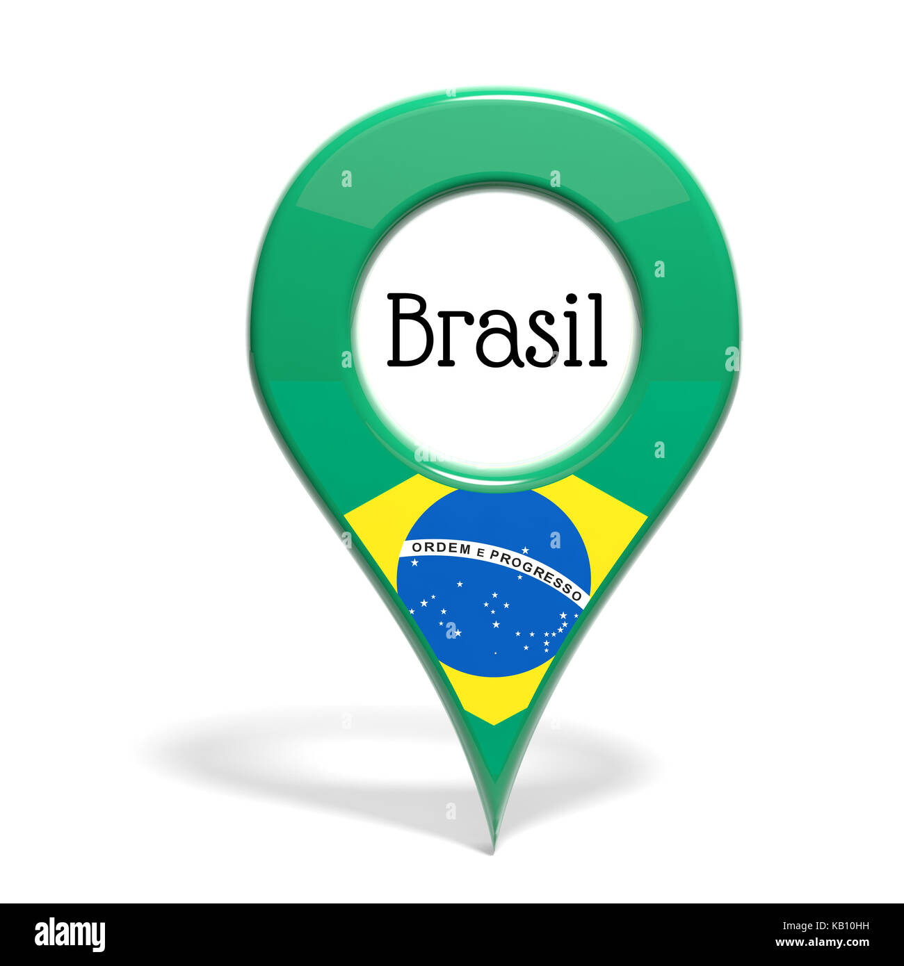 3D mit Flagge von Brasilien isoliert auf weißem Stockfoto