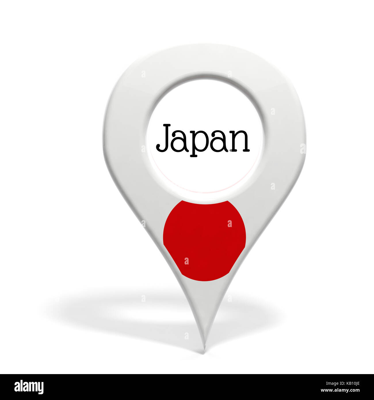 3D mit Flagge von Japan isoliert auf weißem Stockfoto