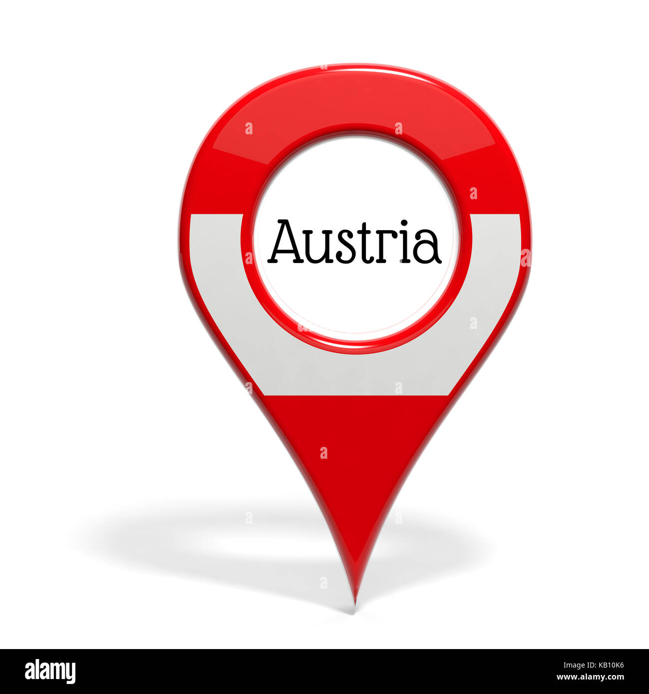 3D mit Flagge Österreich isoliert auf weißem Stockfoto