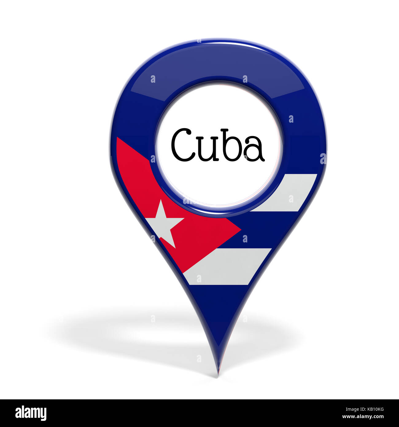 3D mit Fahne von Kuba isoliert auf weißem Stockfoto